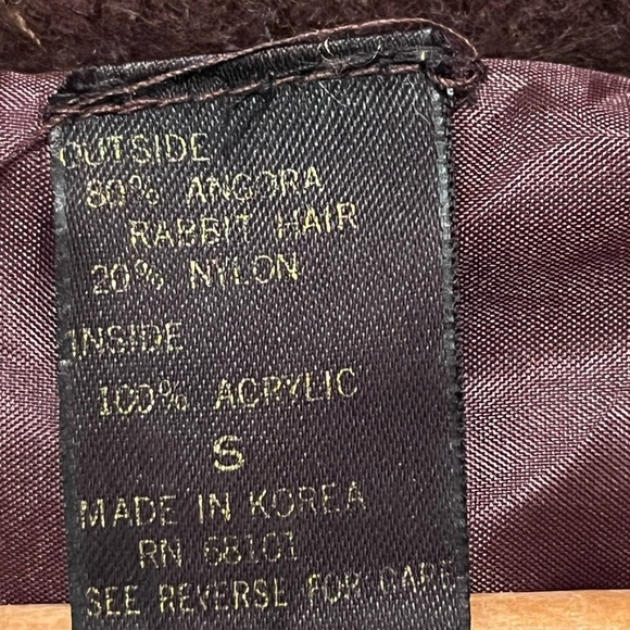 VINTAGE CROWLEY Rabbit Hair Brown Button Up Sweater Sz Small Women - Picture 5 of 5